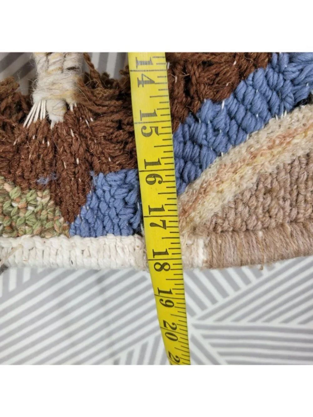 Vintage Fiber Art Tree Textile Weaving Wall Hanging Mid Century 24” Wool Yarn